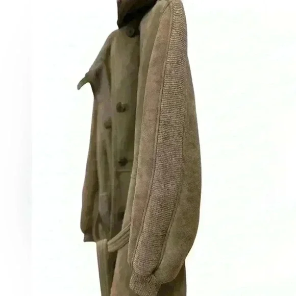 Vintage Morland's of England Long Lambskin & Suede Leather Women's Coat Sz 8 - Picture 4 of 14